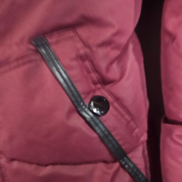 NOIZE Outerwear Womens Small Vegan Puffer Jacket Red Long Winter Coat SKI SNOW - Picture 4 of 10